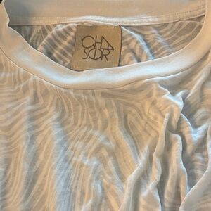 Chaser White and Gray Zebra Pattern Tee